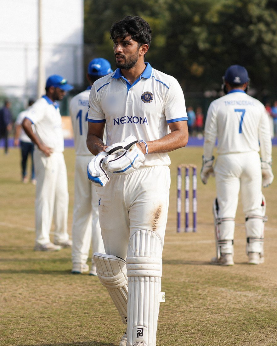 Cricket player walking off the pitch in whites
